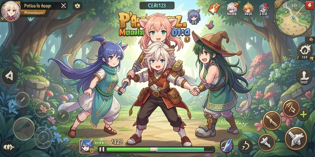 Gameplay CERI123 dengan karakter anime yang unik dan menawan.